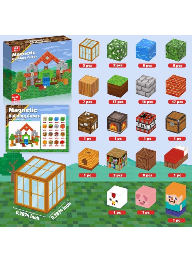 Magnetic Blocks |100PCS Magnetic Building Cube Game, Constructions Toys for Boys & Girls Age 3-4, 5 6 7 8 9 10, STEM Montessori Stacking Toy, Sensory Tiles Building Birthday for Toddlers  - Image 2
