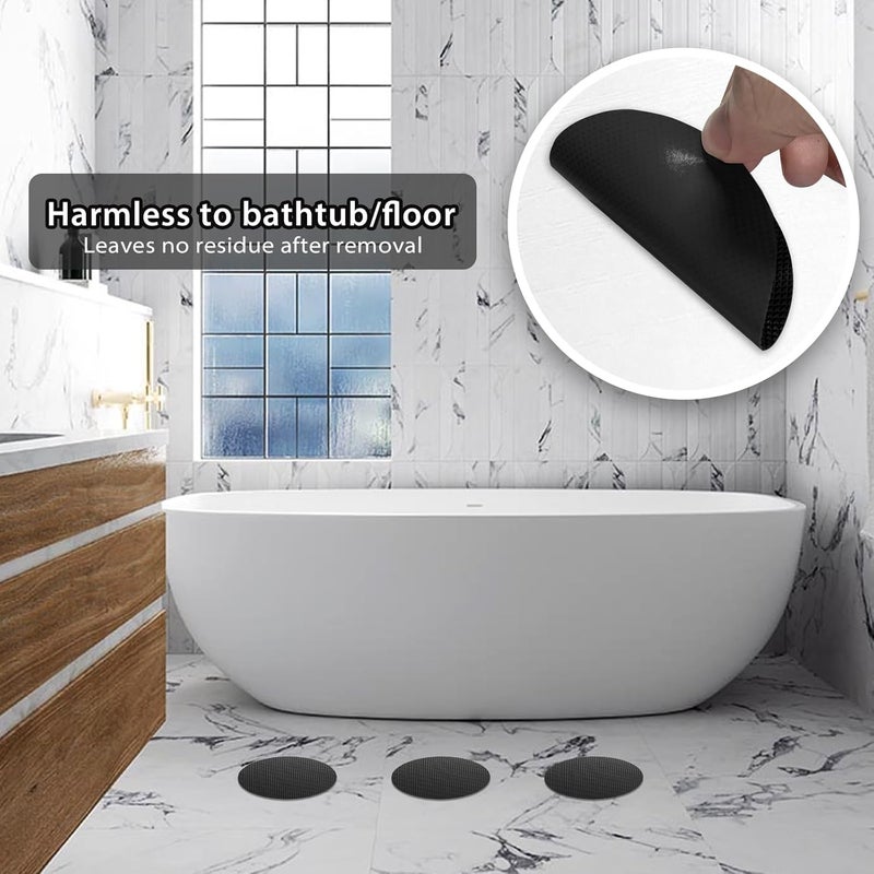 Coufce 24 PCS Bathtub Non Slip Stickers Black Adhesive Decals Round Shape Anti Slip Shower Stickers Bath Non Slip Stickers for Floor Bathroom Stairs Ladders with Scraper - Image 2