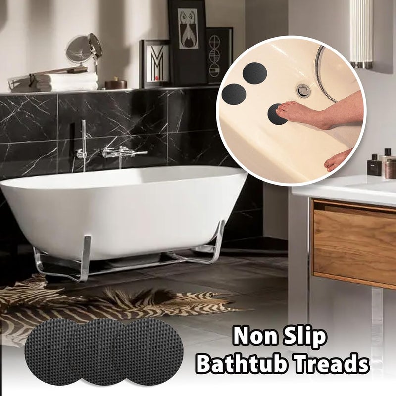 Coufce 24 PCS Bathtub Non Slip Stickers Black Adhesive Decals Round Shape Anti Slip Shower Stickers Bath Non Slip Stickers for Floor Bathroom Stairs Ladders with Scraper - Image 4