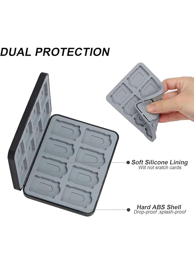 Switch Game Card Case With 16 Slots Portable Shockproof Game Card Holder Black Game Cards Storage Holder Box Cartridge Case Magnetic Closure & Hard Shell & Silicone Lining - Image 2