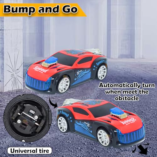WISHKEY Plastic Bump and Go Car Toy for Kids, Battery Operated Racing Car Toy with Music and Flashing Lights, Toy Car with Dancing Hood, Assorted, 3+ Years (Pack of 1) - Image 4