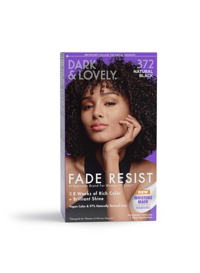 SoftSheen-Carson Dark and Lovely Fade Resist Rich Conditioning Hair Color, Permanent Hair Color, Up To 100 percent Gray Coverage, Brilliant Shine with Argan Oil and Vitamin E, Natural Black - Image 1