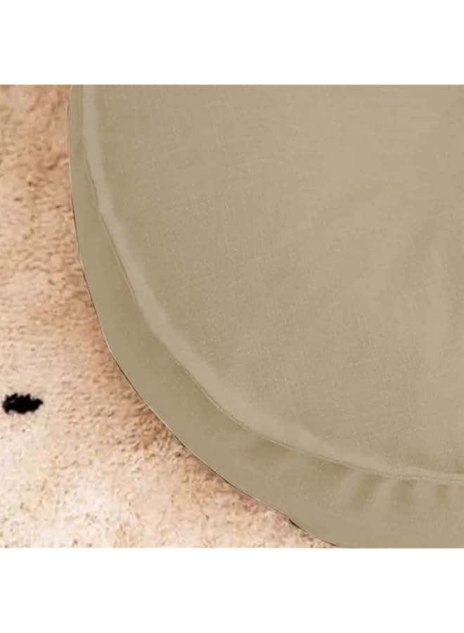 erorex Round Decorative Linen Ottomans Floor Cushion 70X40 Cm Light Beige - Image 4