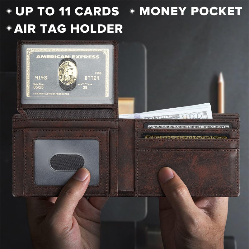 furid Air Tag Wallet Men: Wallet with Airtag Holder - Wallet for Airtag Men Slim Minimalist with ID Window RFID Leather Wallet - Image 3