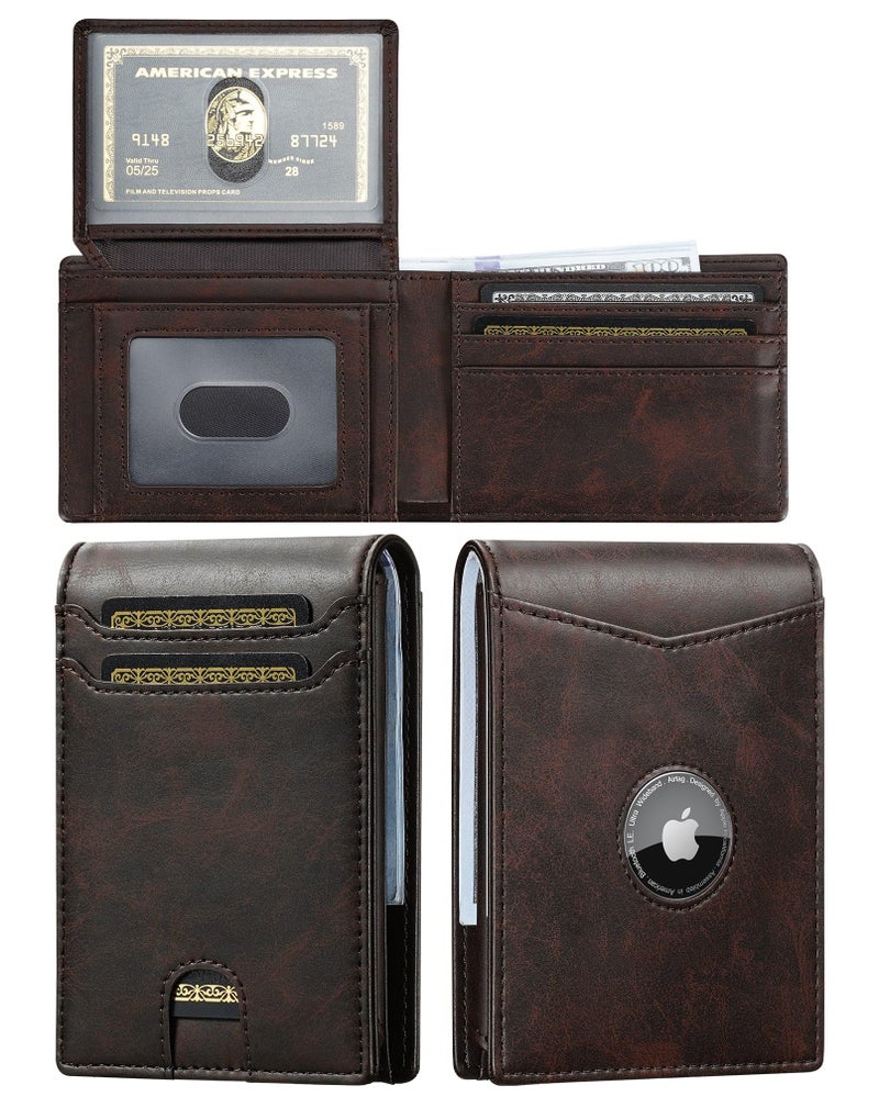 furid Air Tag Wallet Men: Wallet with Airtag Holder - Wallet for Airtag Men Slim Minimalist with ID Window RFID Leather Wallet - Image 1
