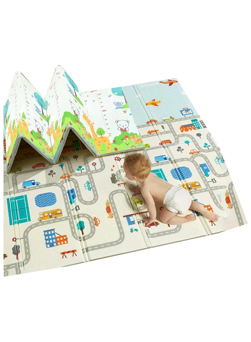 HOCC Baby Play Mat with Reversible Giraffe Design, BPA-Free, Foldable Portable Extra-Thick Foam Playmat for Babies and Kids, Anti-Slip Waterproof Baby Floor Play Gym Mat 180×150×1 cm - Image 1