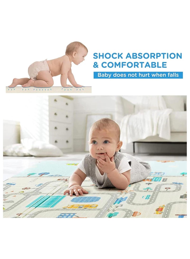 HOCC Baby Play Mat with Reversible Giraffe Design, BPA-Free, Foldable Portable Extra-Thick Foam Playmat for Babies and Kids, Anti-Slip Waterproof Baby Floor Play Gym Mat 180×150×1 cm - Image 2