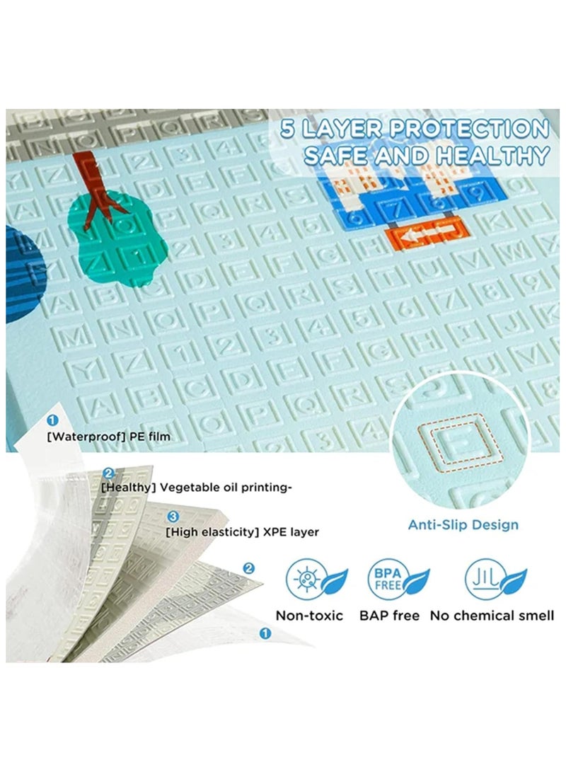 HOCC Baby Play Mat with Reversible Giraffe Design, BPA-Free, Foldable Portable Extra-Thick Foam Playmat for Babies and Kids, Anti-Slip Waterproof Baby Floor Play Gym Mat 180×150×1 cm - Image 4