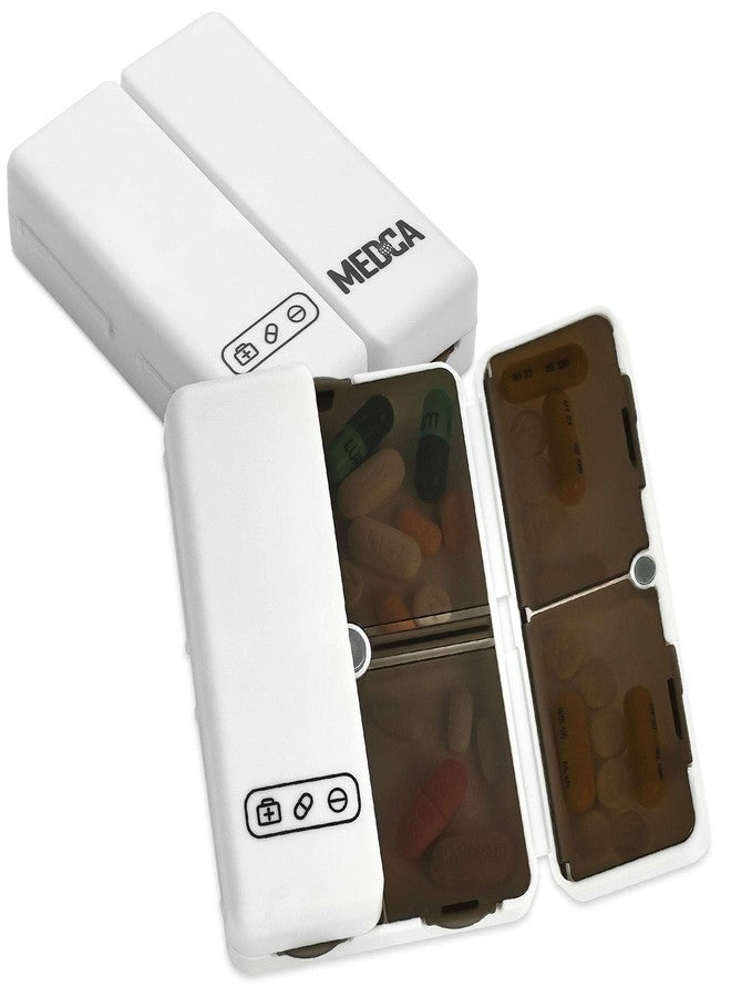 MEDca Magnetic Foldable Pill Box Case - (2 Pack) 7 Day Weekly Medicine Organizer - Portable Compact Lightweight Pill Container w/ 7 Compartments, Dustproof, Air-Tight, BPA-Free f Vitamins and Supplements - Image 1