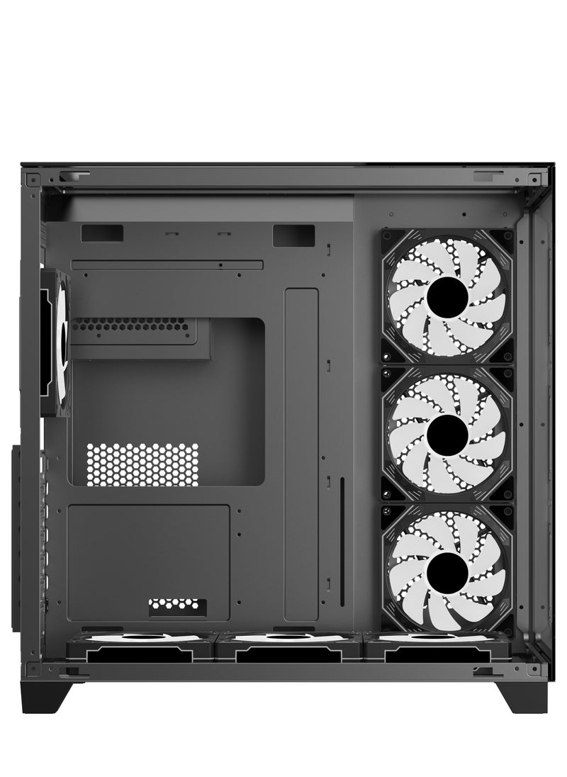 SHARX SHARX CASE PROFIN ATX Min-Tower Gaming PC Case (GX700-B), With 7X 120mm Pre-Installed  ARGB Fans, and Controller,  Tempered Glass,  I/O (Ports Type C*1 / USB3.0 *1 / USB2.0 *2 / Buttons Power/Reset), (Black)  - Image 5