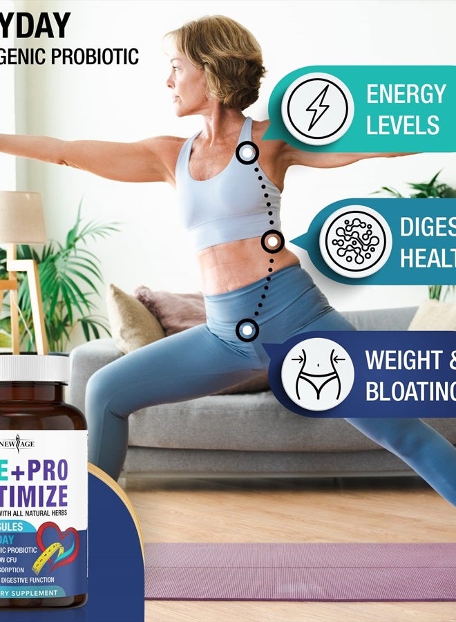 New Age Pro Optimize Probiotics for Women, Menopause, 70 Billion CFU, Digestive Health - Relief for Bloating, Hot Flashes, Joint Support, Night Sweats - Gut Health & Metabolism - Dong Quai (60 (Pack of 1)) - Image 3