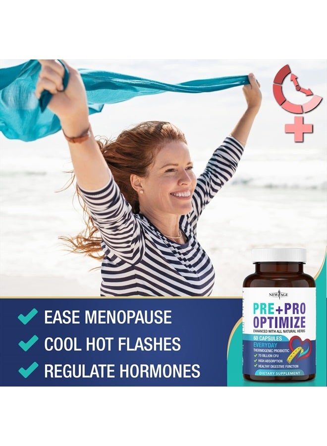 New Age Pro Optimize Probiotics for Women, Menopause, 70 Billion CFU, Digestive Health - Relief for Bloating, Hot Flashes, Joint Support, Night Sweats - Gut Health & Metabolism - Dong Quai (60 (Pack of 1)) - Image 4