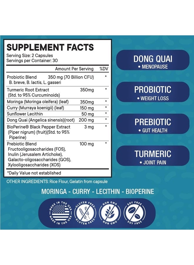 New Age Pro Optimize Probiotics for Women, Menopause, 70 Billion CFU, Digestive Health - Relief for Bloating, Hot Flashes, Joint Support, Night Sweats - Gut Health & Metabolism - Dong Quai (60 (Pack of 1)) - Image 2