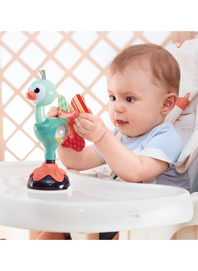 Hola Peacock Highchair Toy with Suction – Sensory Development Toy for Babies 6M+, Stimulates Vision, Hearing, and Touch, Fine Motor Skills, Non-Toxic and Easy to Clean, Mealtime Toys - Image 5