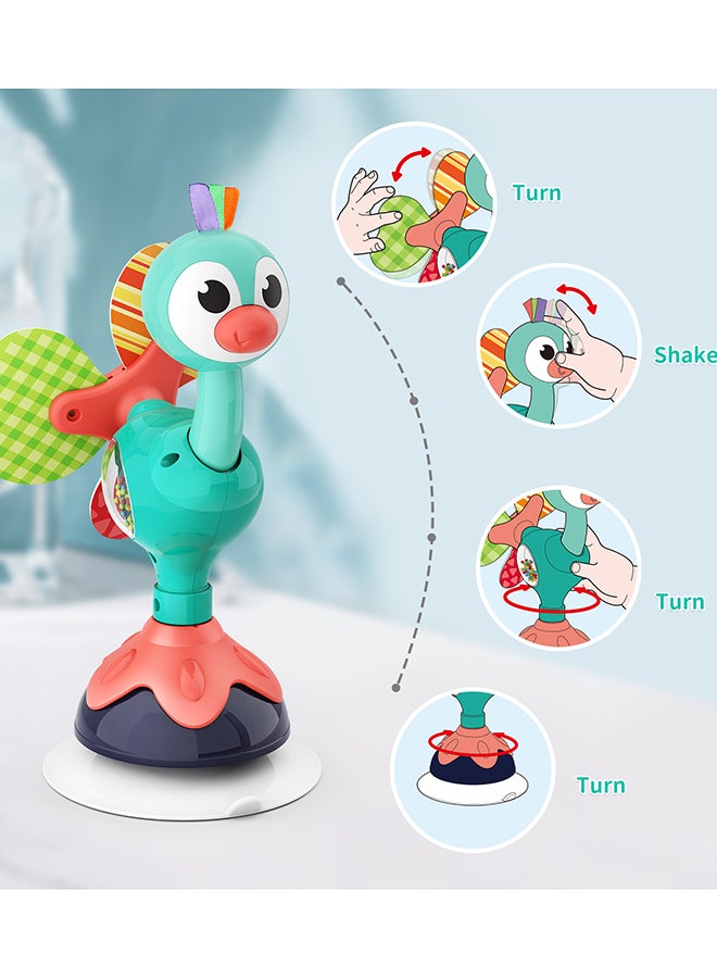 Hola Peacock Highchair Toy with Suction – Sensory Development Toy for Babies 6M+, Stimulates Vision, Hearing, and Touch, Fine Motor Skills, Non-Toxic and Easy to Clean, Mealtime Toys - Image 2