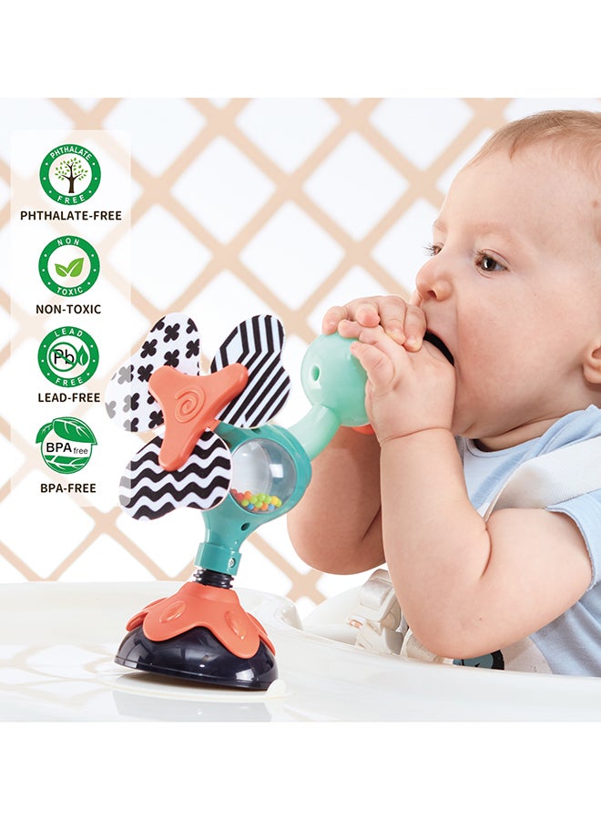 Hola Peacock Highchair Toy with Suction – Sensory Development Toy for Babies 6M+, Stimulates Vision, Hearing, and Touch, Fine Motor Skills, Non-Toxic and Easy to Clean, Mealtime Toys - Image 3