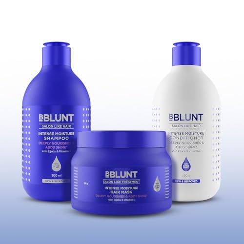Bblunt Intense Moisture Hair Combo | Shampoo + Conditioner + Hair Mask | Moisturizes & Hydrates | Deeply Nourishes | Adds Salon-Like Shine | For Men & Women | 300 ml + 250 g + 250 g - Image 2