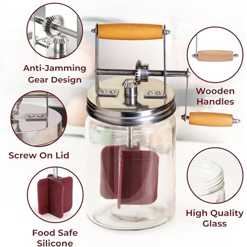 Roman Ventures Dazey Butter Churner - Butter Crock, Cheese Cloth, Butter Paddles, Recipe Book INCLUDED- Hand Crank Butter Churn Manual Butter Maker- Create Delicious Homemade Butter With Your Own Dazey Churner - Image 3