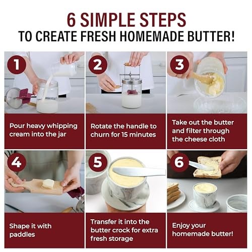 Roman Ventures Dazey Butter Churner - Butter Crock, Cheese Cloth, Butter Paddles, Recipe Book INCLUDED- Hand Crank Butter Churn Manual Butter Maker- Create Delicious Homemade Butter With Your Own Dazey Churner - Image 5