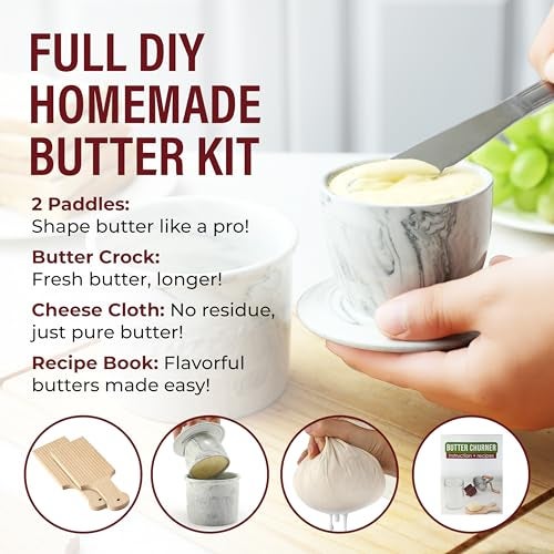 Roman Ventures Dazey Butter Churner - Butter Crock, Cheese Cloth, Butter Paddles, Recipe Book INCLUDED- Hand Crank Butter Churn Manual Butter Maker- Create Delicious Homemade Butter With Your Own Dazey Churner - Image 2