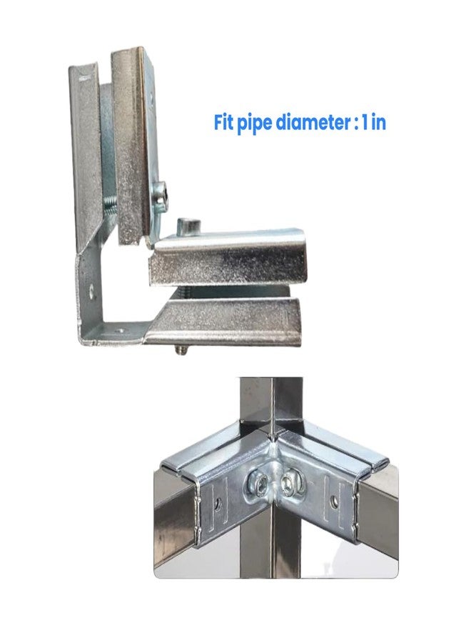FLEXKEA 2 Pcs 3 Way L Square Tube Connector,Structural Split Pipe Connectors 90 Degree End Rails Clamp Steel Corner Pipe Fittings for DIY Shelf Garden Support 1" Fit Pipe Dia, Bolts and Nuts Included - Image 3