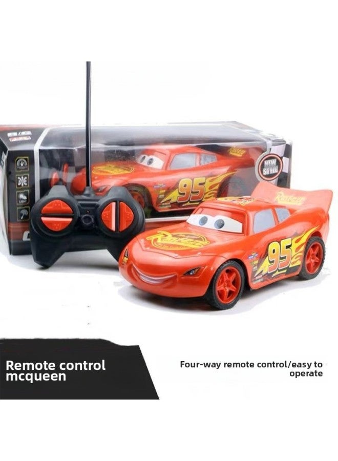 Remote Control Racing Story Toy Lightning McQueen Rechargeable Car Model Remote Control Car Boy Simulation-Color:Flat Model [equipped With A Set Of Charging]