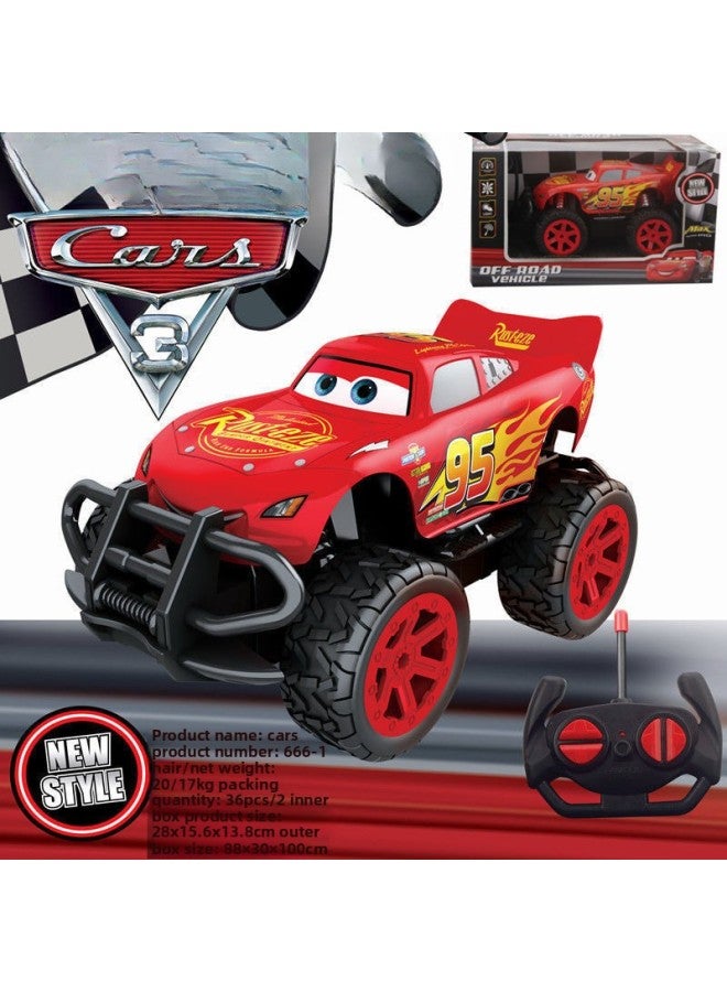 Remote Control Racing Story Toy Lightning McQueen Rechargeable Car Model Remote Control Car Boy Simulation-Color:Flat Model [equipped With A Set Of Charging]