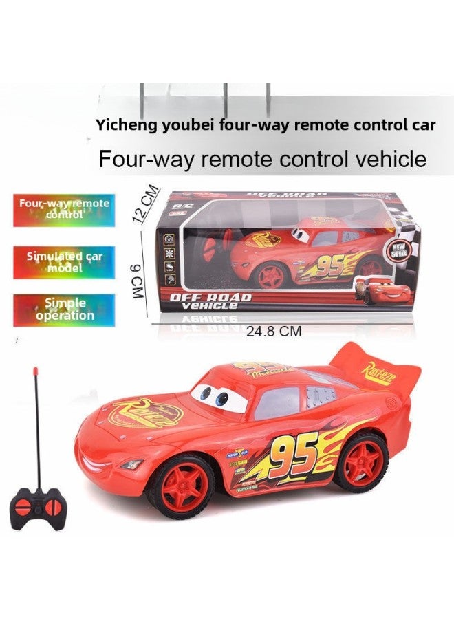 Remote Control Racing Story Toy Lightning McQueen Rechargeable Car Model Remote Control Car Boy Simulation-Color:Flat Model [equipped With A Set Of Charging]