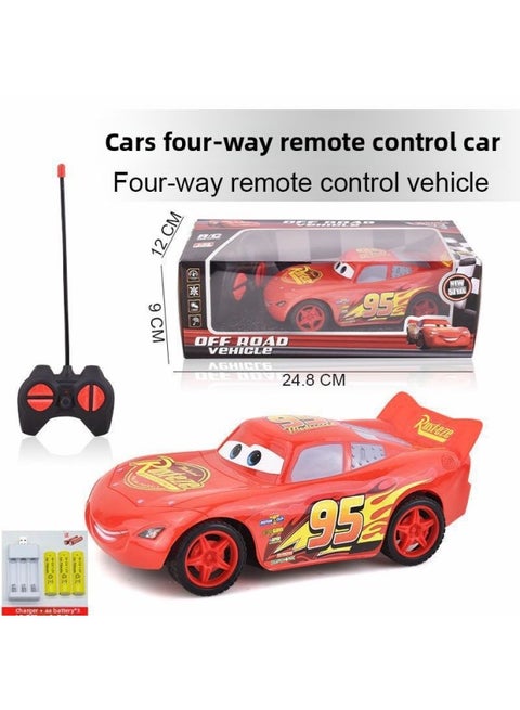 Remote Control Racing Story Toy Lightning McQueen Rechargeable Car Model Remote Control Car Boy Simulation-Color:Flat Model [equipped With A Set Of Charging]