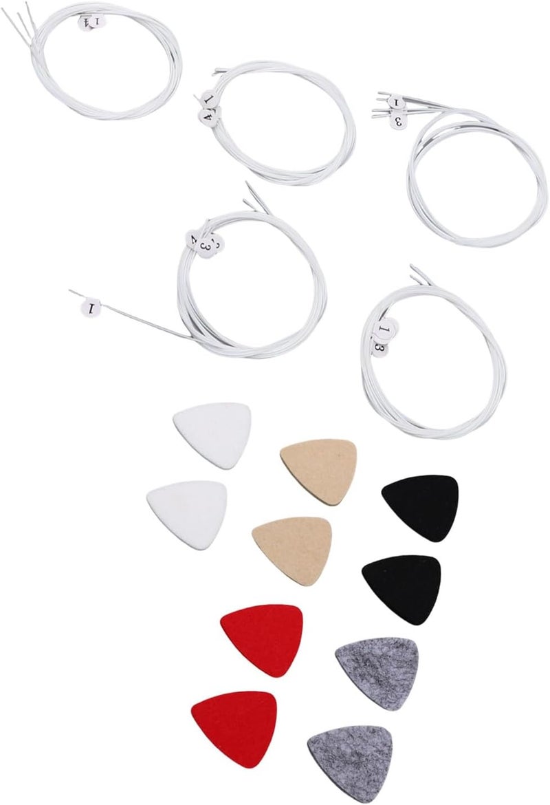 Set of 5 Ukulele Strings and Felt Picks with String Markers for Soprano Concert Tenor Ukuleles - Image 2