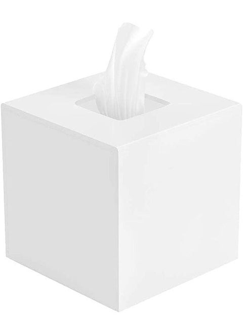 LAMSIT IBDAA - Acrylic Tissue Box | Holder Case Storage Case | Mirror Box | Napkin Holder Organizer (Square (14x14x14 cm), White)