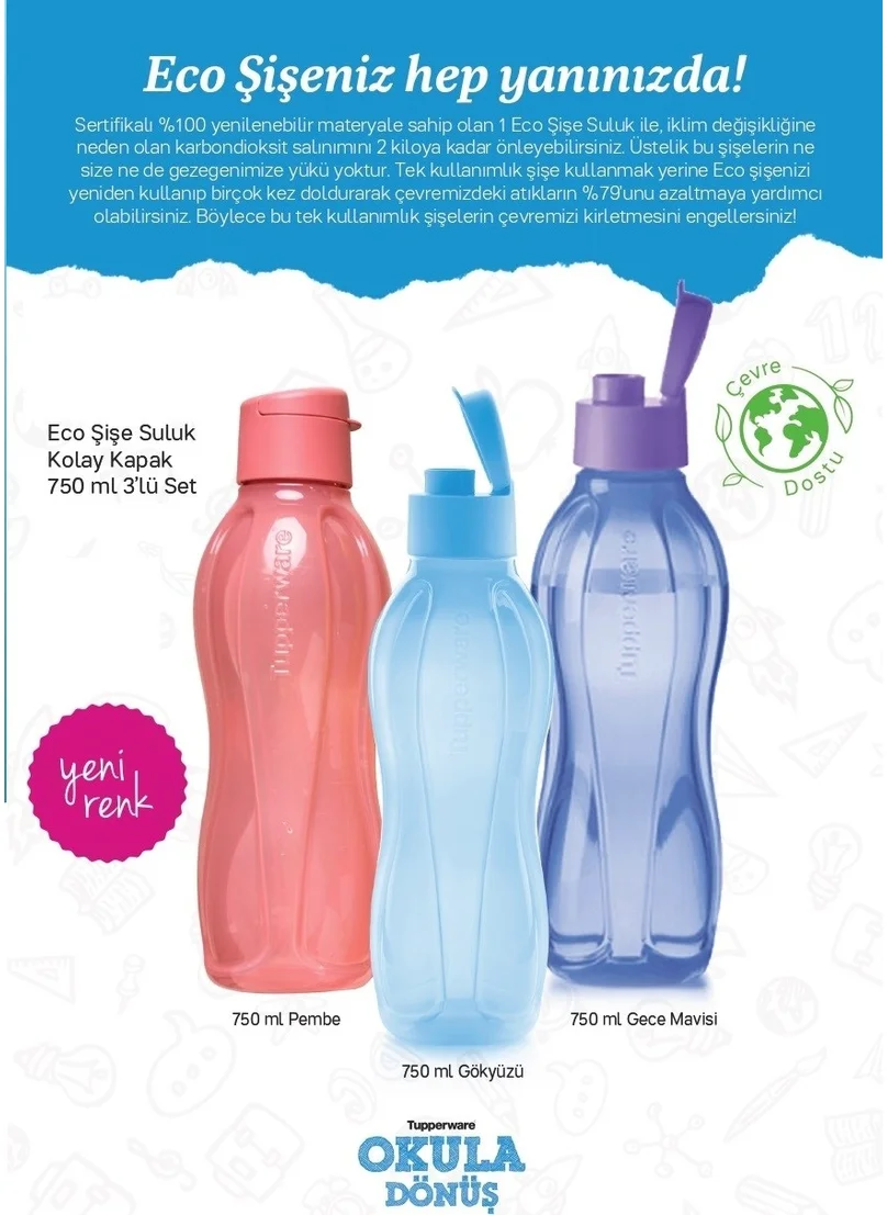 Tupperware Eco Bottle Drinker 750 ml 3 Pcs
