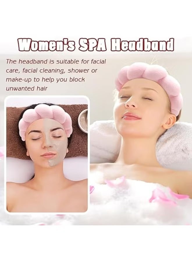 شي إن طقم رباط رأس ومعصم من قماش تيري، رباط شعر ناعم ومبطن بتصميم غير قابل للانزلاق لتنظيف الوجه والعناية بالبشرة. - Image 4