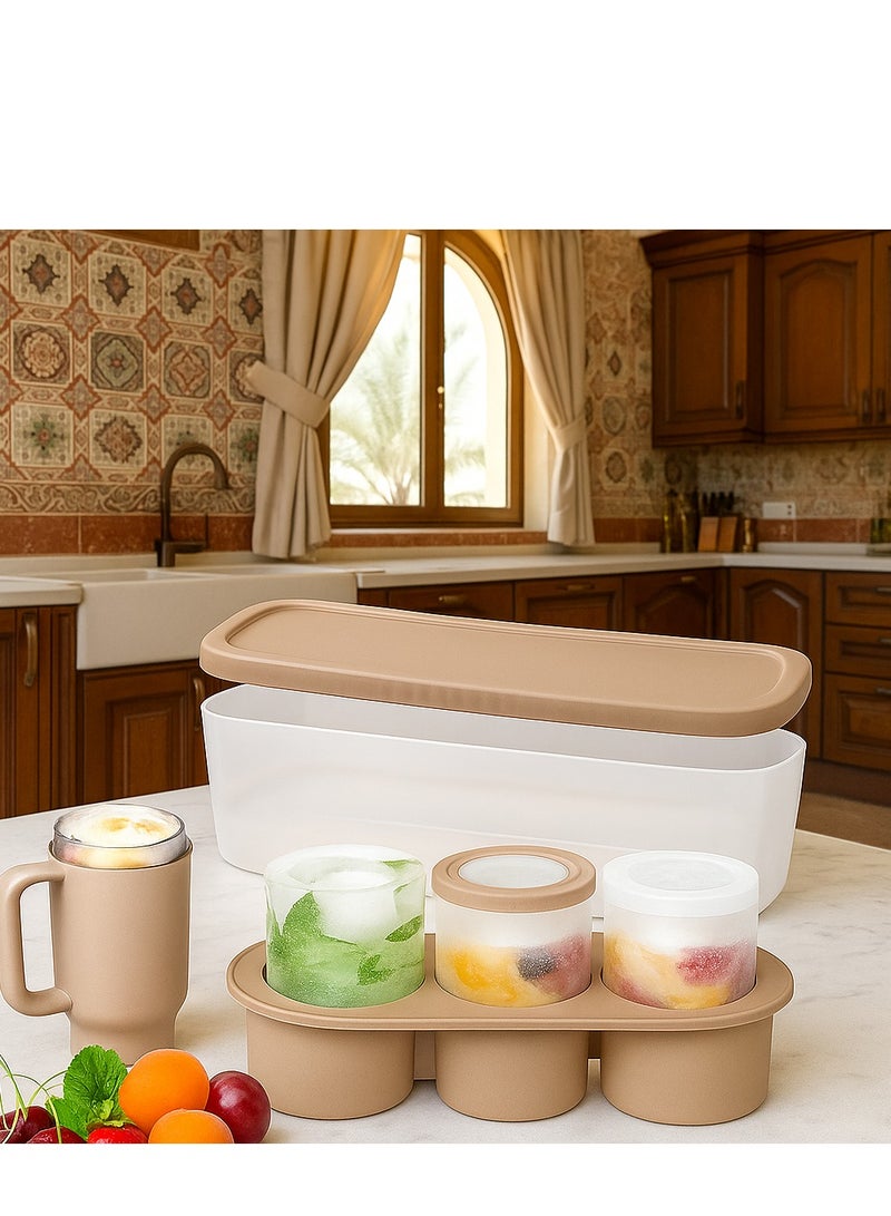 Bluejw صينية مكعبات الثلج لصنع مكعبات الثلج من السيليكون مع غطاء لكوب سعة 40 أونصة لتبريد الويسكي والكوكتيلات والمشروبات والقهوة سهل التعبئة والإفراج عن مكعبات الثلج خالية من BPA - Image 1