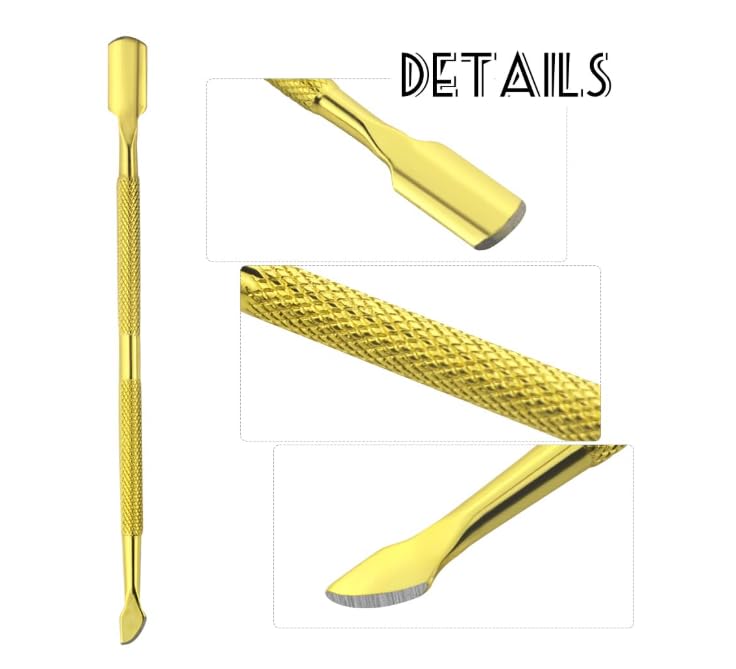 Generic NPAH 2PC Cuticle Trimmer with Cuticle Pusher Cuticle Nipper Professional Grade Stainless Steel Cuticle Remover Cutter Clipper Durable Pedicure Manicure Tools GOLD 2PC CUTICLE TOOLS  - Image 3