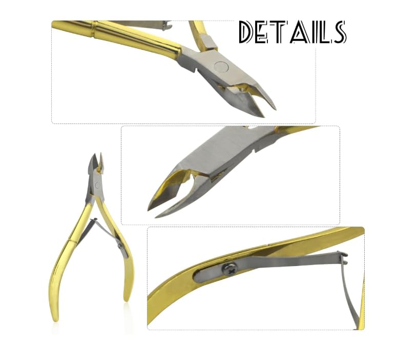 Generic NPAH 2PC Cuticle Trimmer with Cuticle Pusher Cuticle Nipper Professional Grade Stainless Steel Cuticle Remover Cutter Clipper Durable Pedicure Manicure Tools GOLD 2PC CUTICLE TOOLS  - Image 4