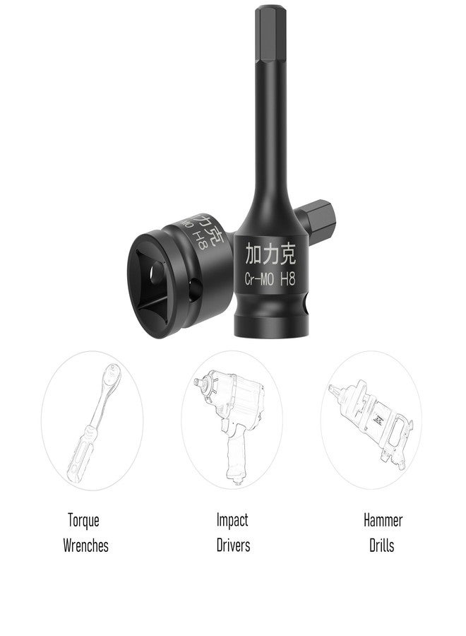 FOCMKEAS 3/8" Square Drive H8(8mm) Impact Hex Bit Socket, 60mm(2.36") Length, Hex Driver, Impact Grade, One-Piece Construction, 3/8" Drive Allen Bit Socket, Cr-Mo Steel, Black - Image 4