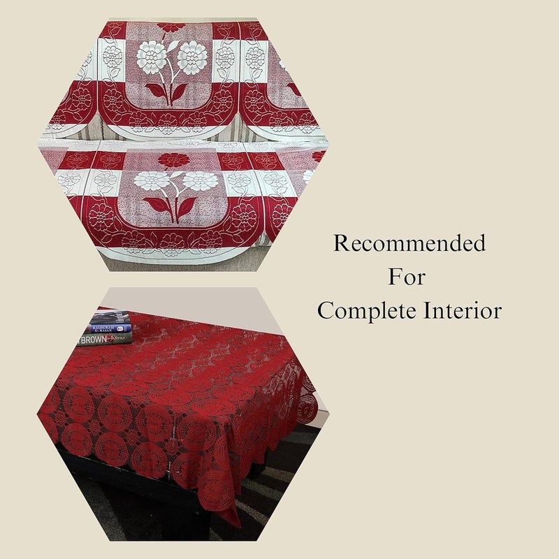 STITCHNEST - Net Table Cloth, 4 Seater, Maroon, Pack of 1 - Image 4