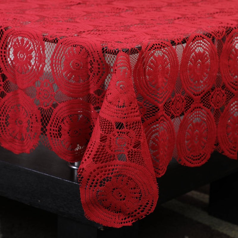 STITCHNEST - Net Table Cloth, 4 Seater, Maroon, Pack of 1 - Image 2