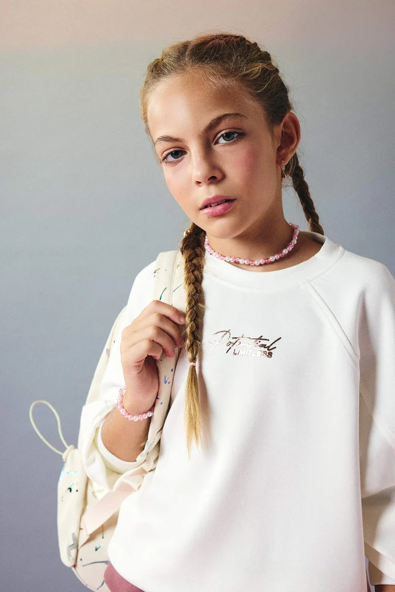 ديفاكتو Girl Relax Fit Sport Printed Modal Sweatshirt