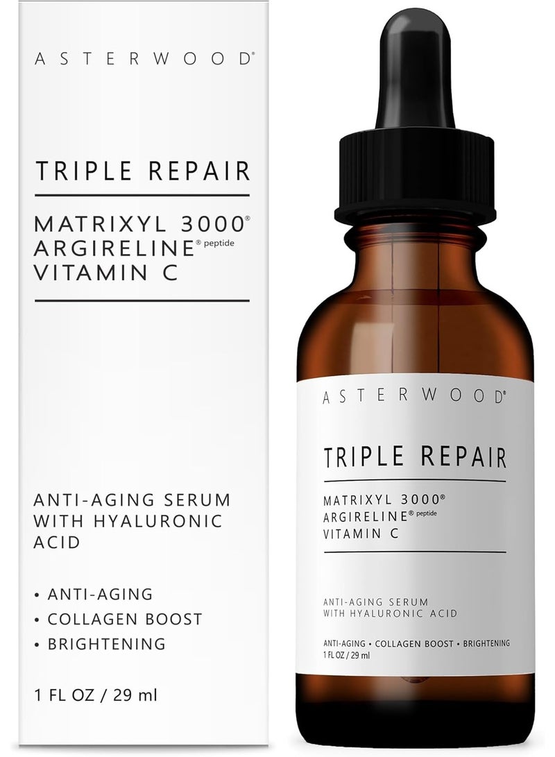 Asterwood NATURALS Matrixyl 3000, Argireline Peptide, Vitamin C Serum with Organic Hyaluronic Acid- 1oz - Image 1