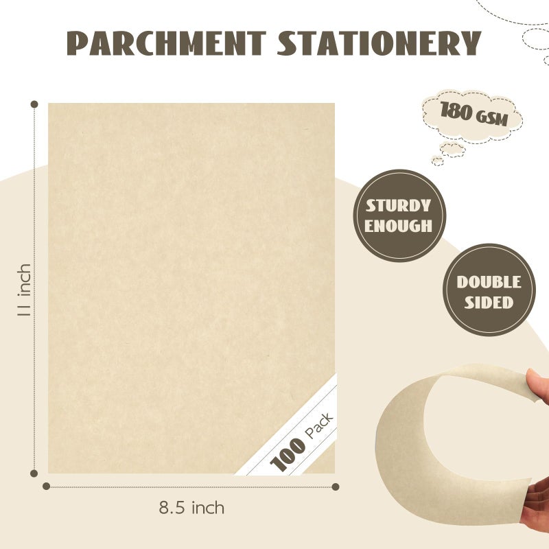 Goefun 100 Sheets Cream Parchment Paper, Goefun Off White Parchment Cardstock 8.5 x 11, 65lb Cover (180 gsm) Ivory Blank Certificate Paper Cardstock for Invitations, Crafts, Menus, DIY Cards - Image 2