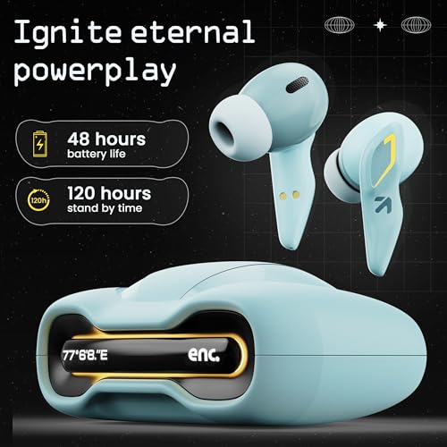 GOBOULT Astra Truly Wireless in Ear Earbuds with 48H Playtime, Built-in App Support, 45ms Low Latency Gaming, 4 Mics ENC, Breathing LEDs,13mm Bass Drivers, TWS Ear Buds (Powder Blue) - Image 3