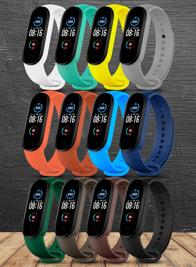 CATANES 12 Packs Xiaomi Band 5/6 Soft Silicone Strap Waterproof Replacement Wristband Strap Fashion Accessory Compatible for Xiaomi Smart Mi Band 5/Mi Band 6 Multicolour  - Image 2