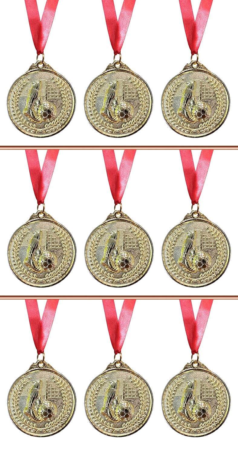 Be Win 3D Designed Football Gold Medal/Football Medal/Functions Medal/Best Football Medal 2.5" in, Thickness 4 MM with Satin Tags (9) - Image 1