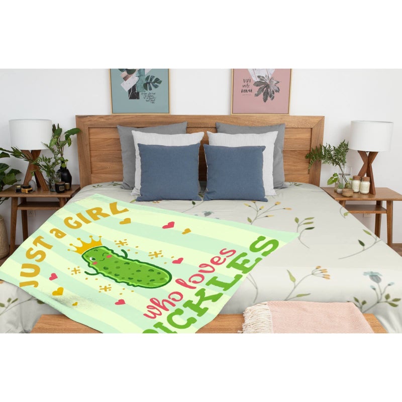 ARTBLANKET Just A Girl Who Loves Pickles Throw Blanket Fannel Fleece Microfiber Plush Bed Blanket Super Soft Blanket for All Season Bed Couch Sofa 60x50 in for Teen - Image 3