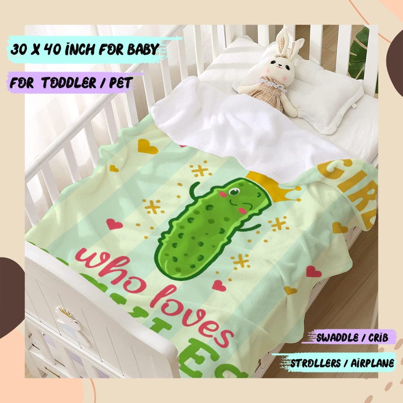 ARTBLANKET Just A Girl Who Loves Pickles Throw Blanket Fannel Fleece Microfiber Plush Bed Blanket Super Soft Blanket for All Season Bed Couch Sofa 60x50 in for Teen - Image 2