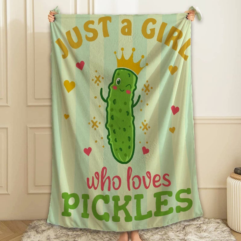 ARTBLANKET Just A Girl Who Loves Pickles Throw Blanket Fannel Fleece Microfiber Plush Bed Blanket Super Soft Blanket for All Season Bed Couch Sofa 60x50 in for Teen - Image 5