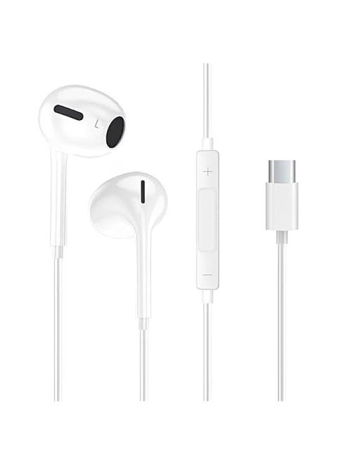 USB C earphones, C-type wired ears with built-in microphone and volume control for soundproof stereo headphones, soundproof internal ears for Google Pixel, On Plus, Samsung Galaxy, iPad Pro, and MacBook