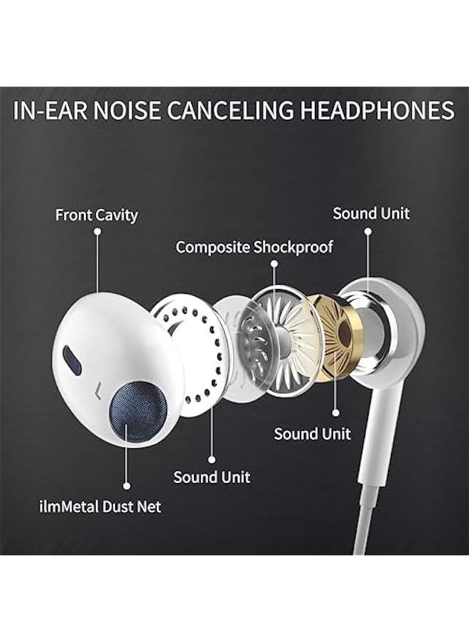 USB C earphones, C-type wired ears with built-in microphone and volume control for soundproof stereo headphones, soundproof internal ears for Google Pixel, On Plus, Samsung Galaxy, iPad Pro, and MacBook